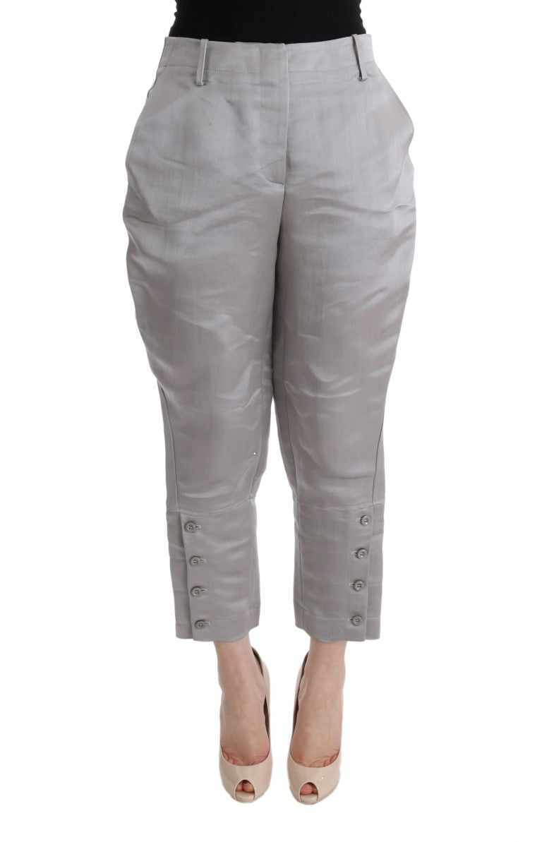 Graue Seiden-Cropped-Lässig-Hose