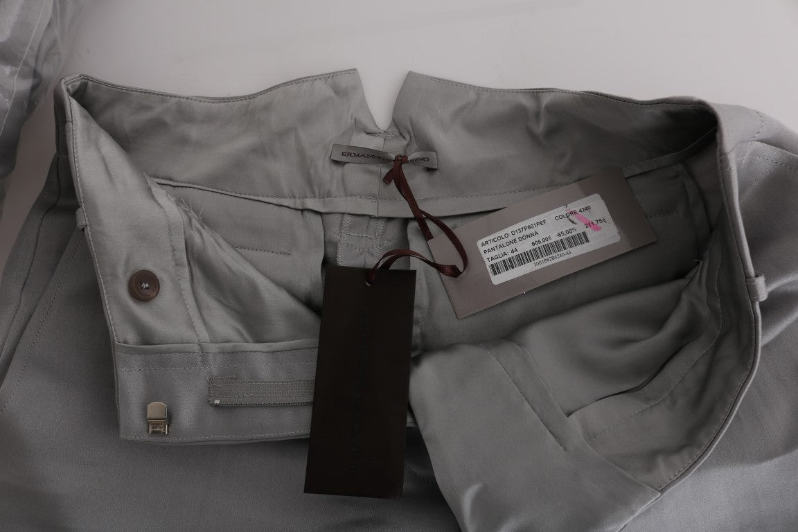 Graue Seiden-Cropped-Lässig-Hose