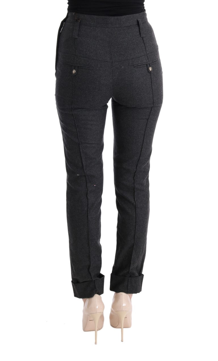 Graue Schurwolle Skinny Freizeithose