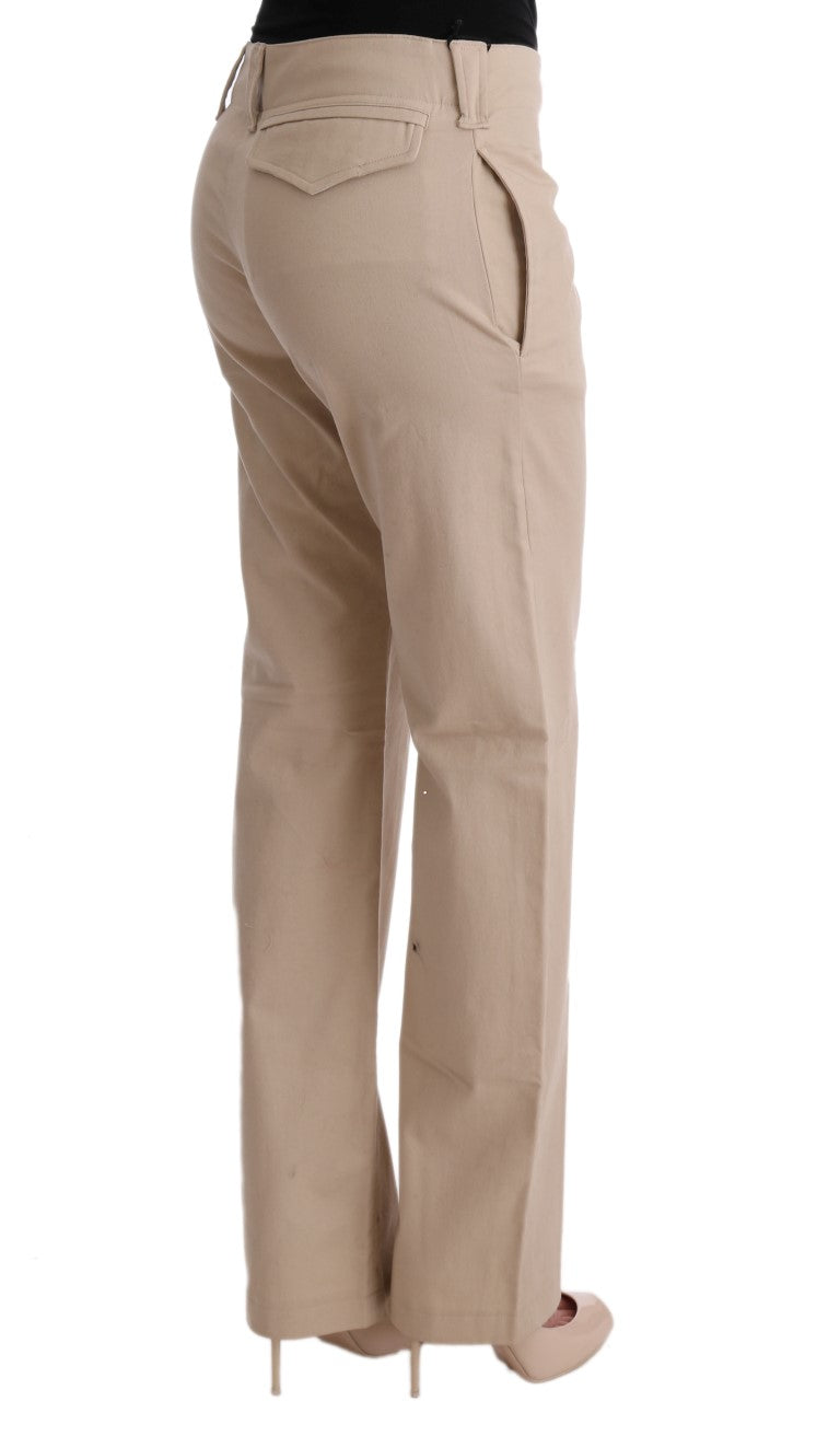 Chic beige cropped pants - regular fit elegance