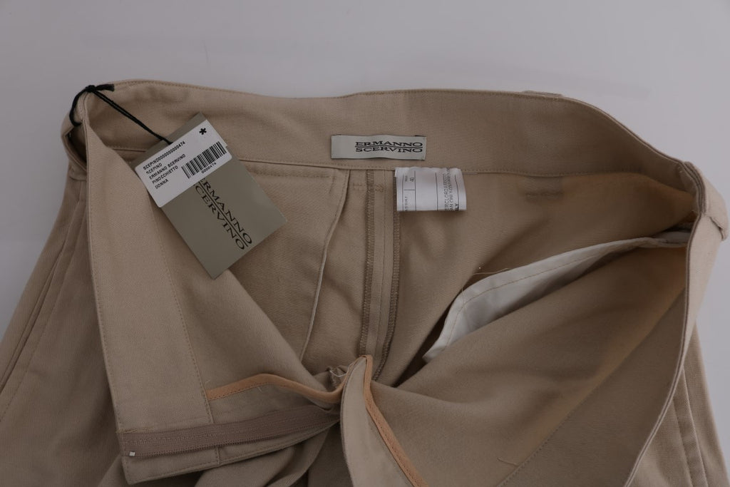 Chic beige cropped pants - regular fit elegance