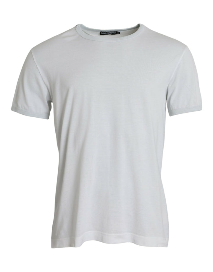 White cotton T-shirt with round neck and short sleeves