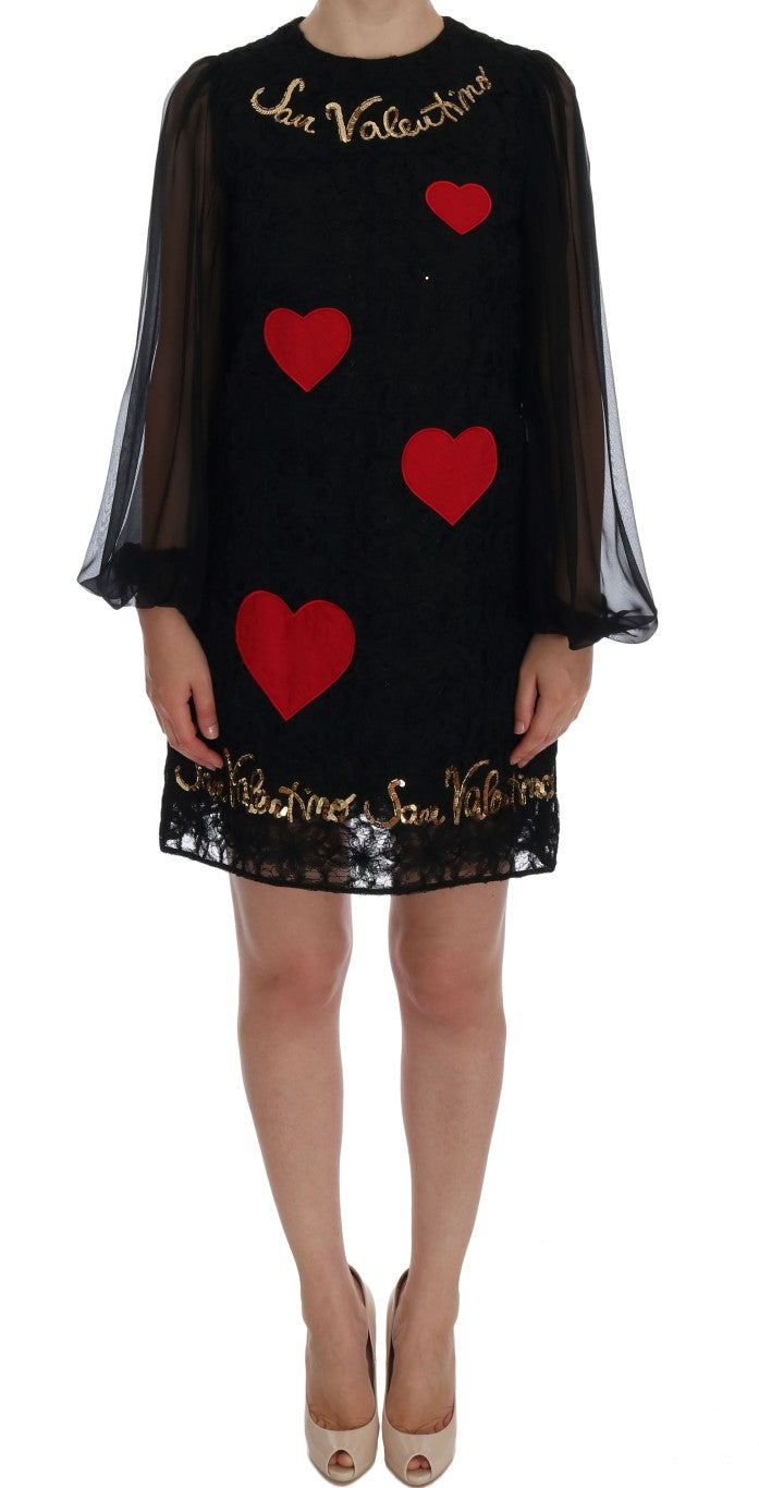 Schwarzes paillettenbesetztes Spitzen-Shiftkleid
