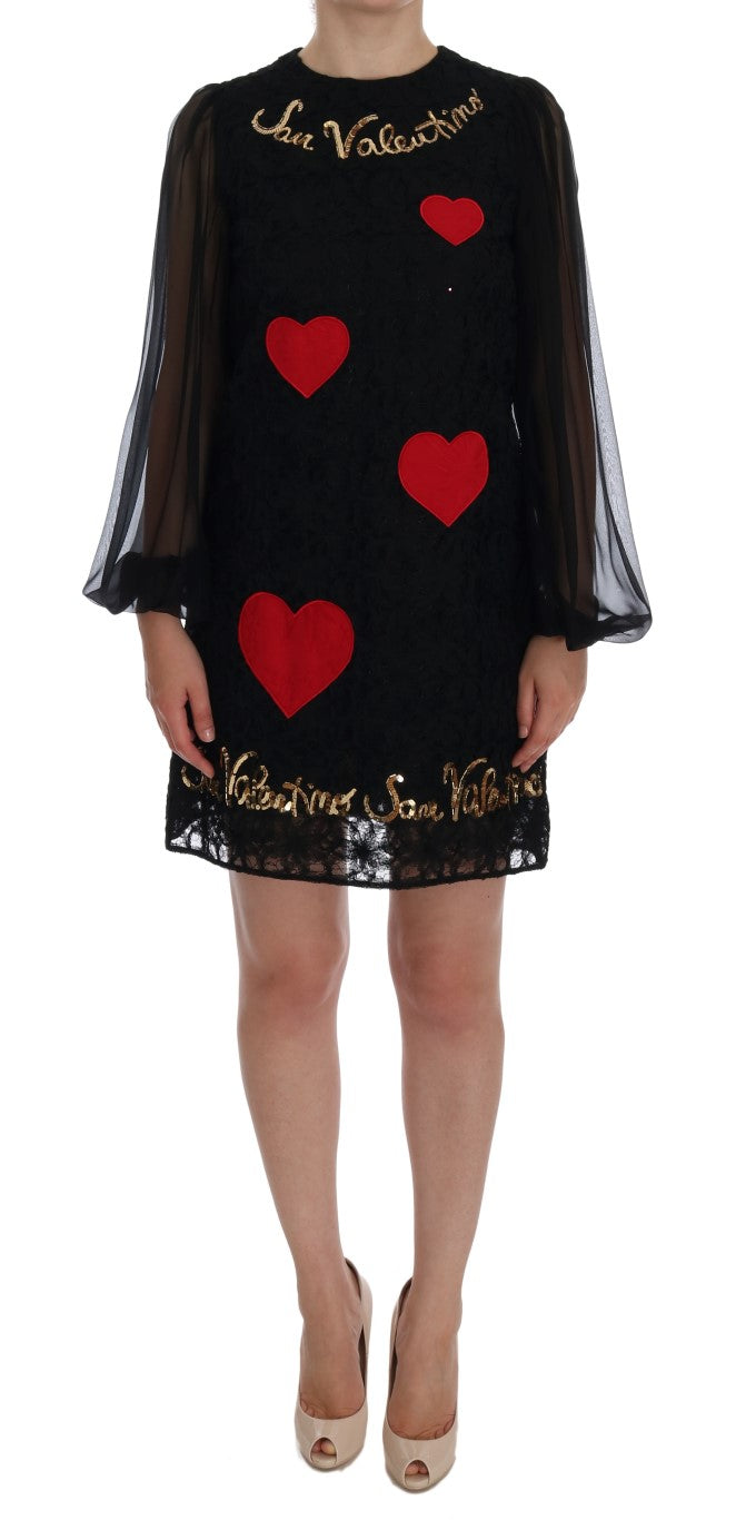 Schwarzes paillettenbesetztes Spitzen-Shiftkleid