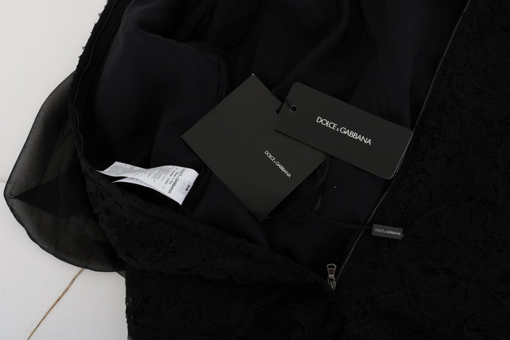 Elegant black shift dress with lace heart appliqué