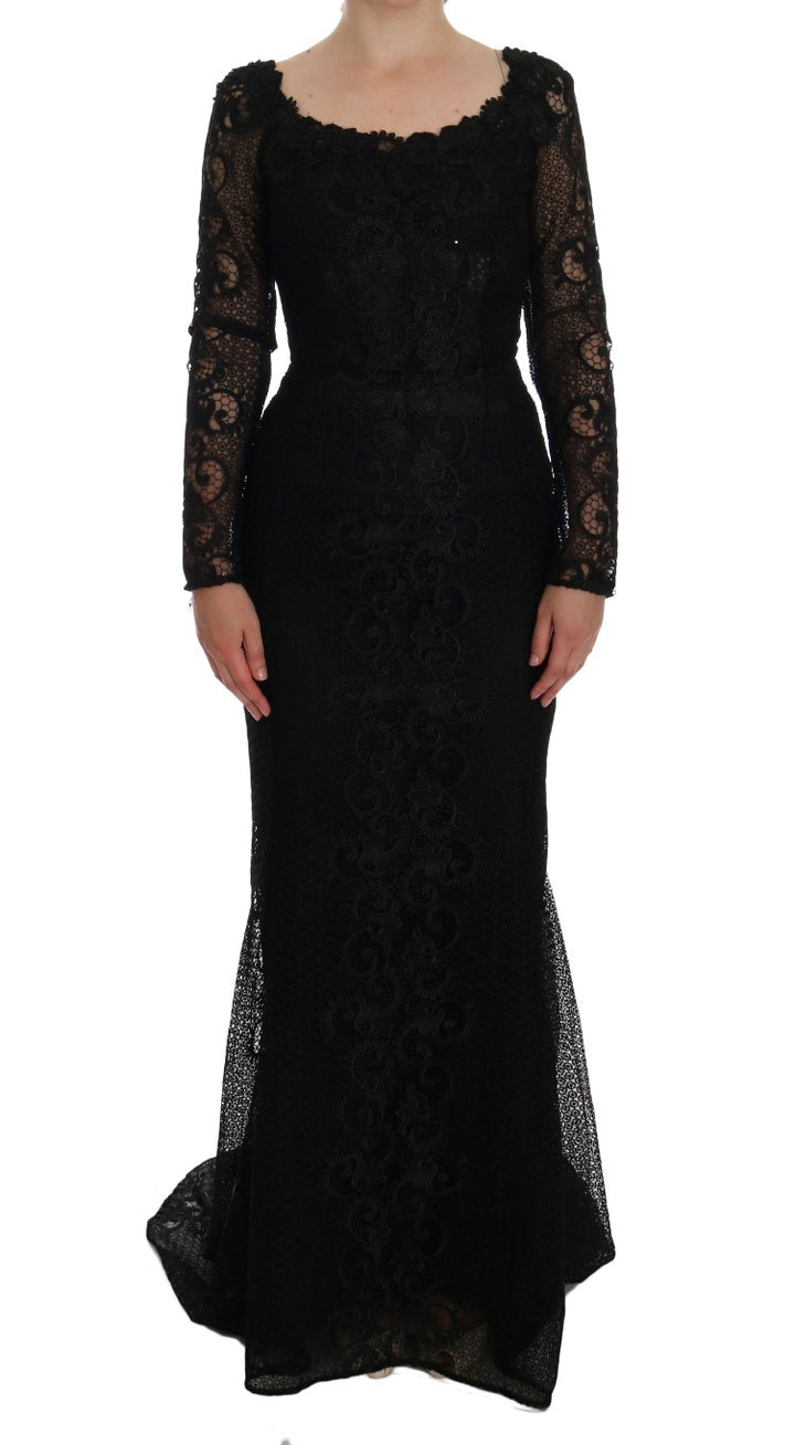 Elegantes schwarzes Etuikleid in voller Länge