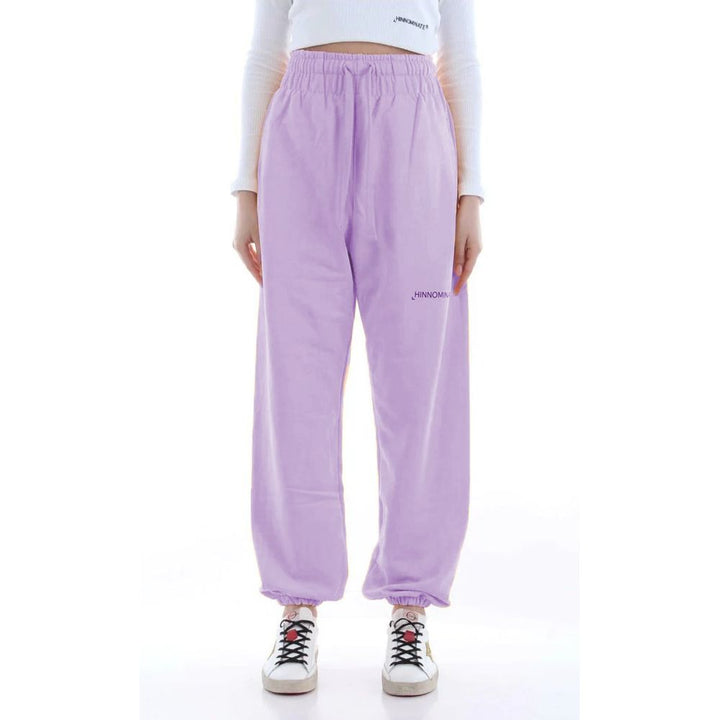 Hinnominate Elegante lila Baumwoll-Sweatpants mit Logo-Detail