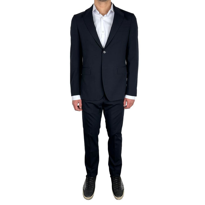 Navy blue men's wool suit