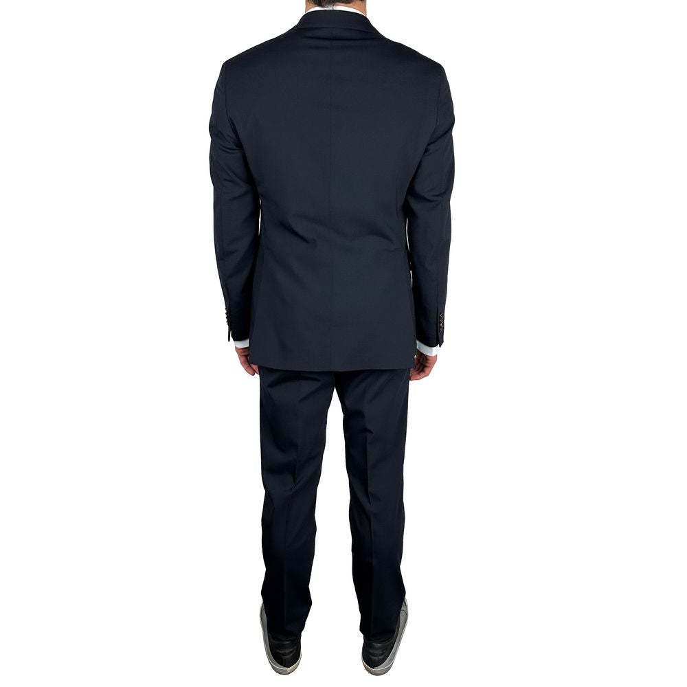 Navy blue men's wool suit