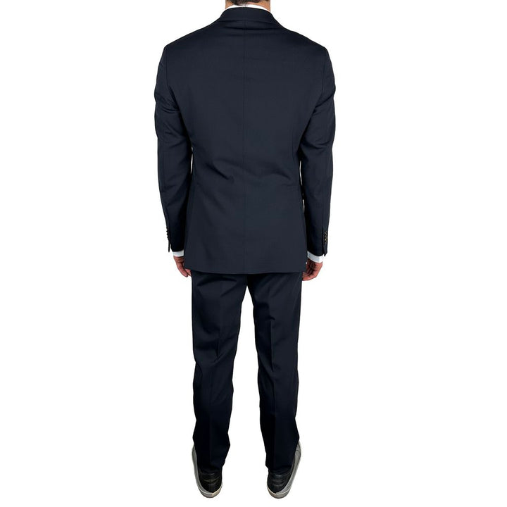 Navy blue men's wool suit