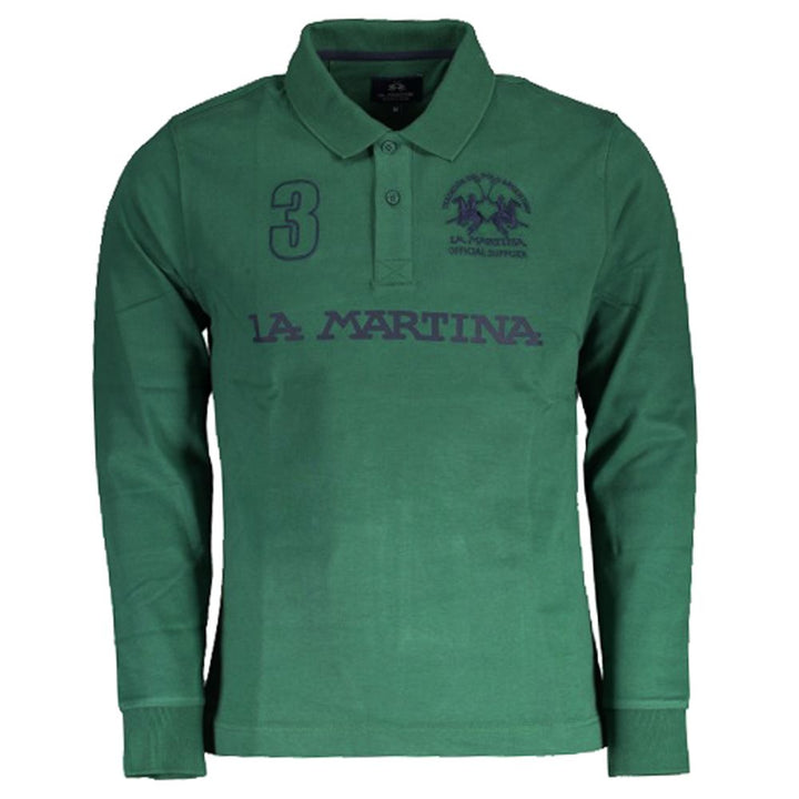 La Martina Grünes Baumwoll-Poloshirt