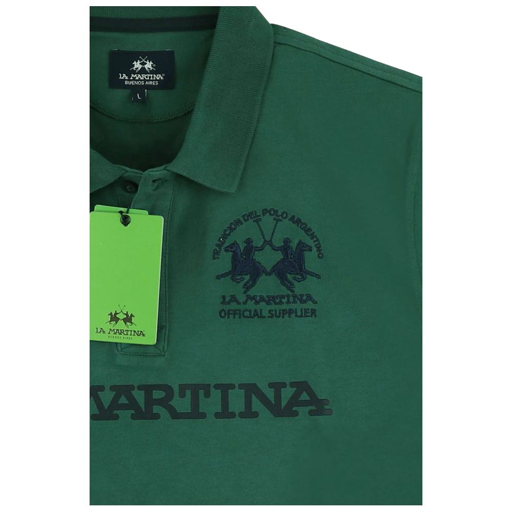 La Martina Grünes Baumwoll-Poloshirt