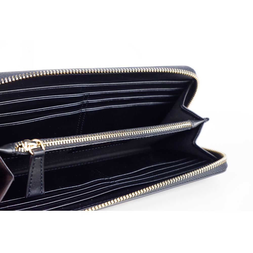 Elegantes Portemonnaie aus schwarzem Leder mit Reißverschluss