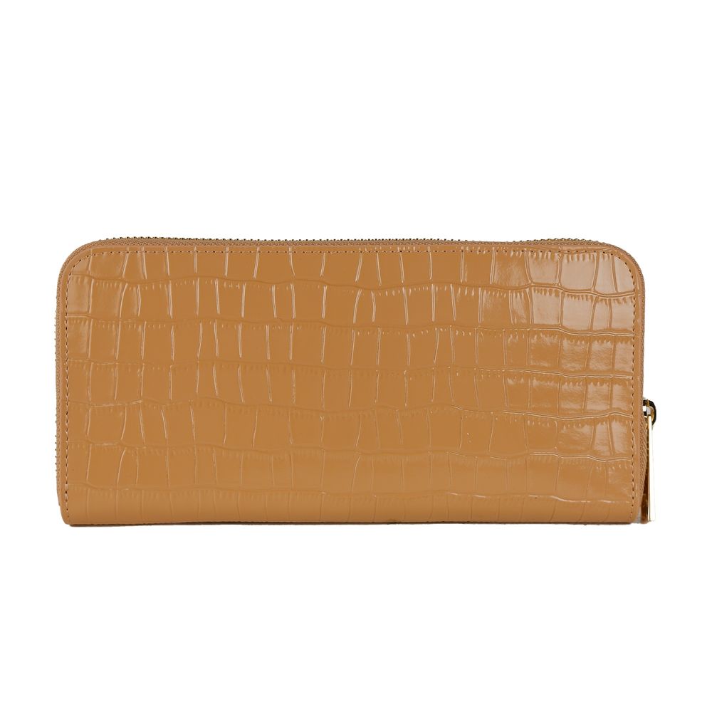 Elegante Brieftasche aus Leder mit Krokoprägung in Beige