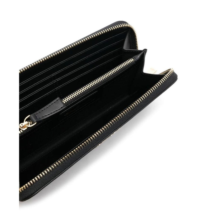 Elegante Brieftasche aus Leder mit Krokoprägung und Metallakzenten