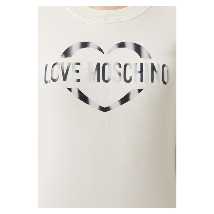 Chic white cotton blend dress with metallic logo