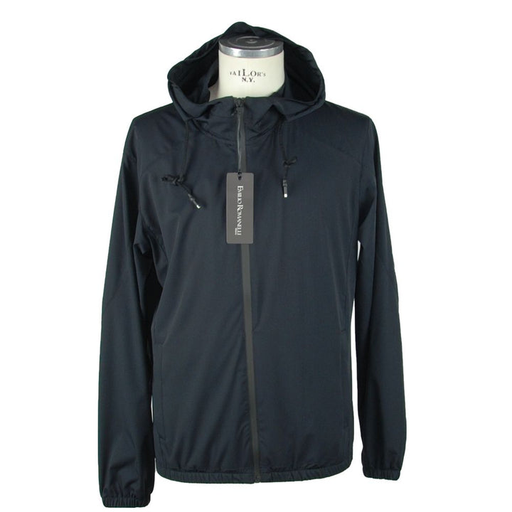 Glatte Jacke mit Kapuze und Reißverschluss in Schwarz