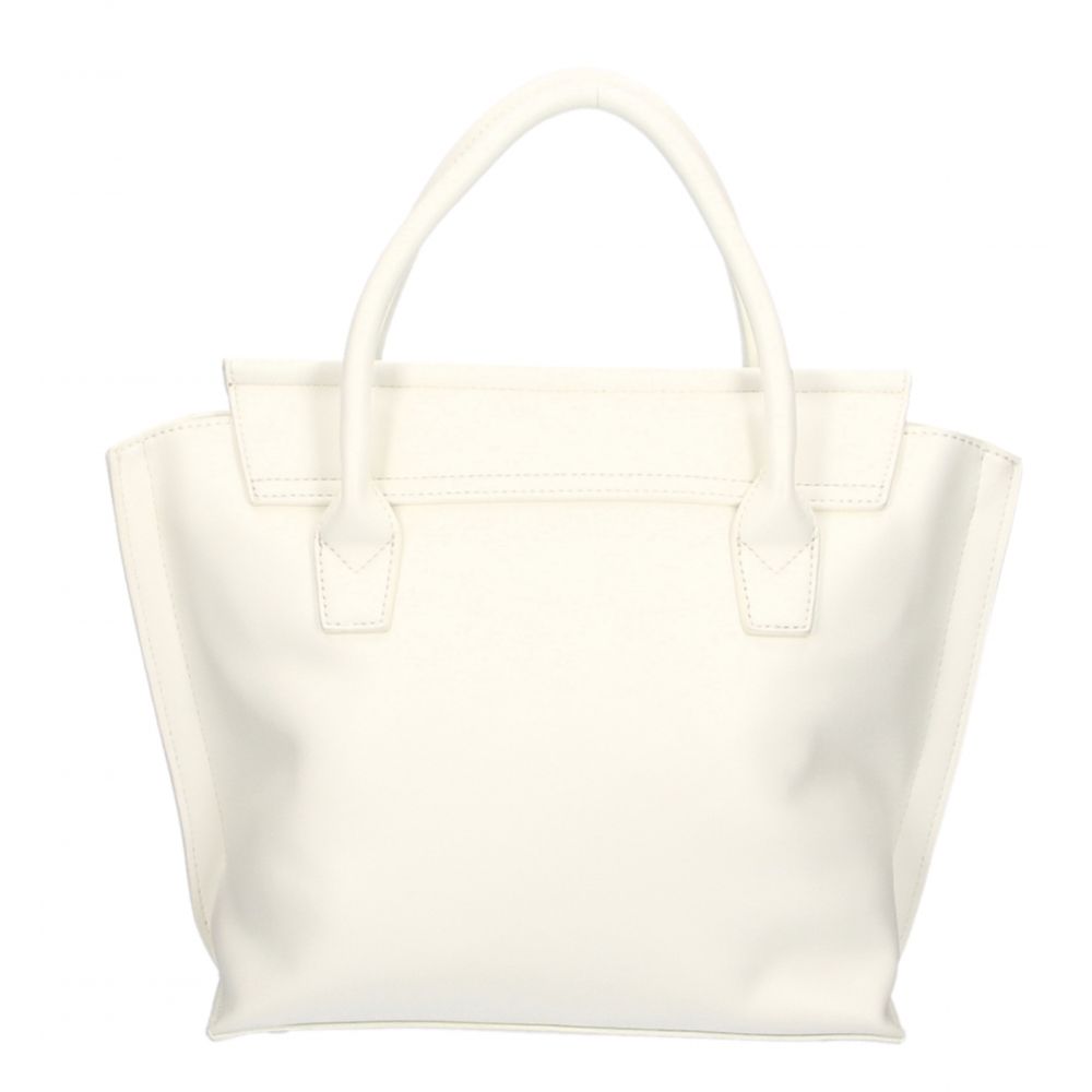 Chic white polyethylene handbag with magnetic closure