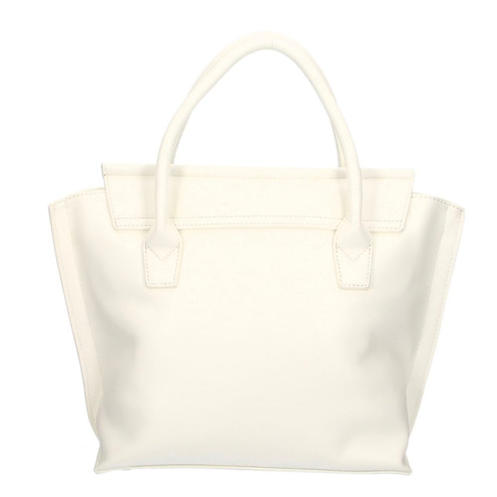 Chic white polyethylene handbag with magnetic closure
