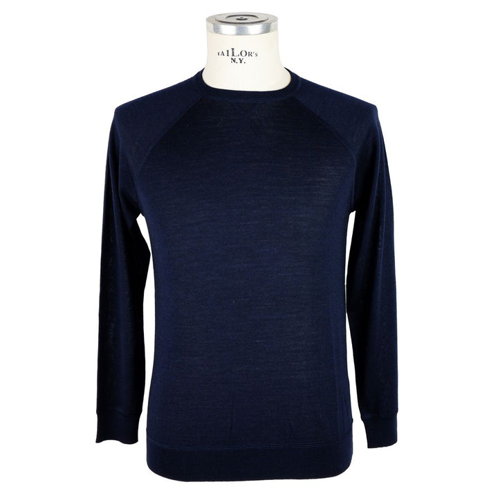 Emilio Romanelli Eleganter blauer Kaschmirpullover mit Rundhalsausschnitt