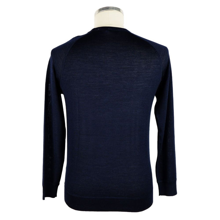 Emilio Romanelli Eleganter blauer Kaschmirpullover mit Rundhalsausschnitt