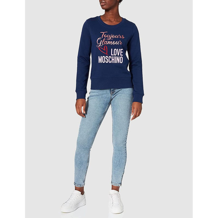 Love Moschino Blauer Baumwollpullover für Frauen