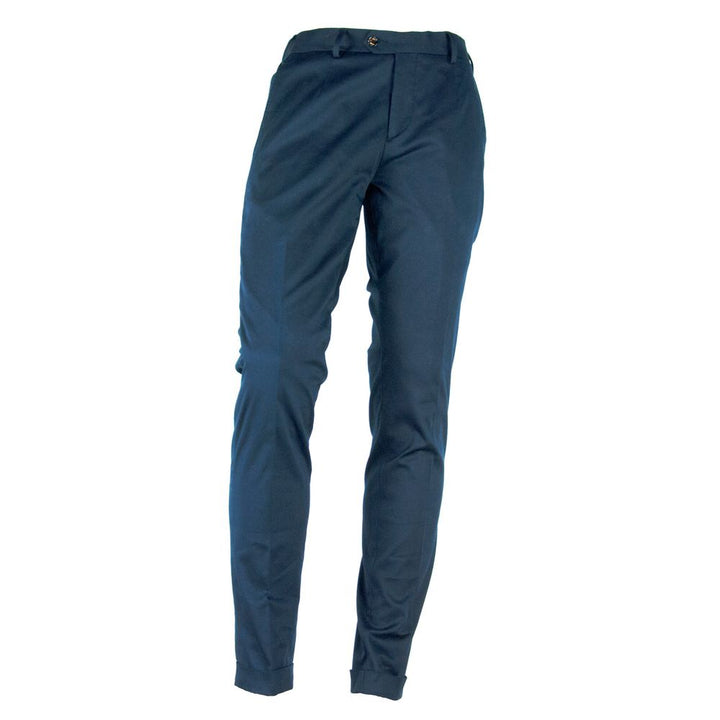 Slim summer trousers made of cotton blend in blue