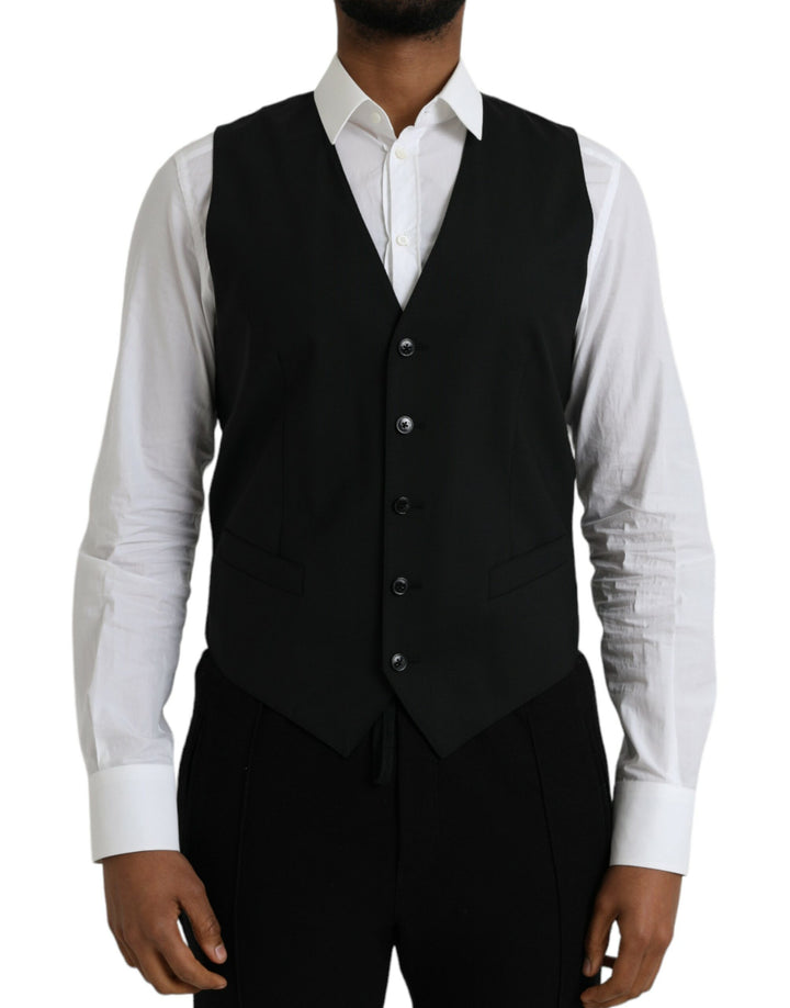 Black Wool Formal Dress Vest Waistcoat
