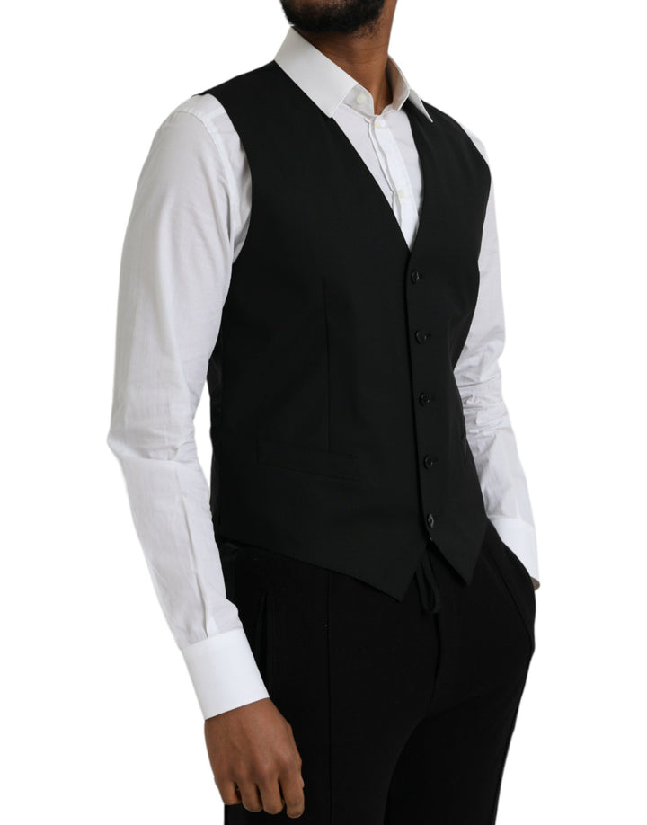 Black Wool Formal Dress Vest Waistcoat
