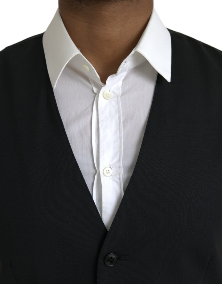 Black Wool Formal Dress Vest Waistcoat