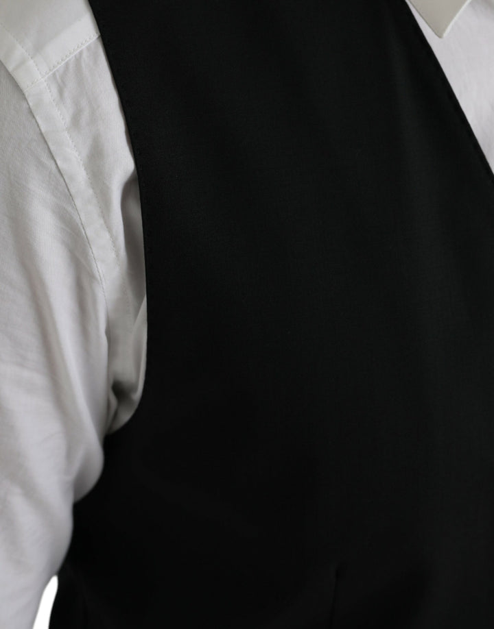 Black Wool Formal Dress Vest Waistcoat