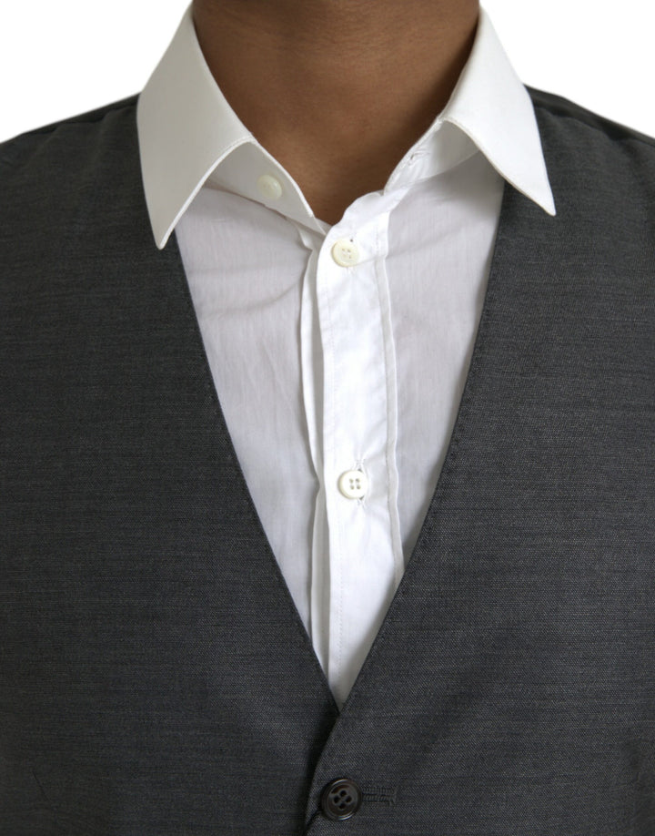 Grey Wool Formal Dress Vest Waistcoat