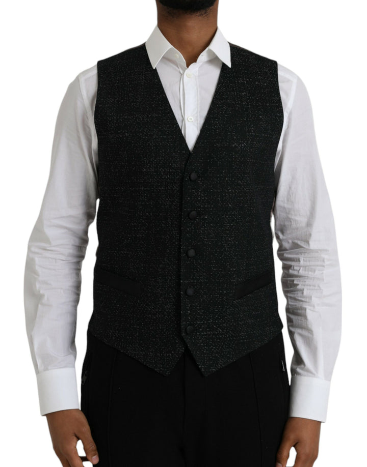 Black Brown Silk Vest Dress Formal Waistcoat