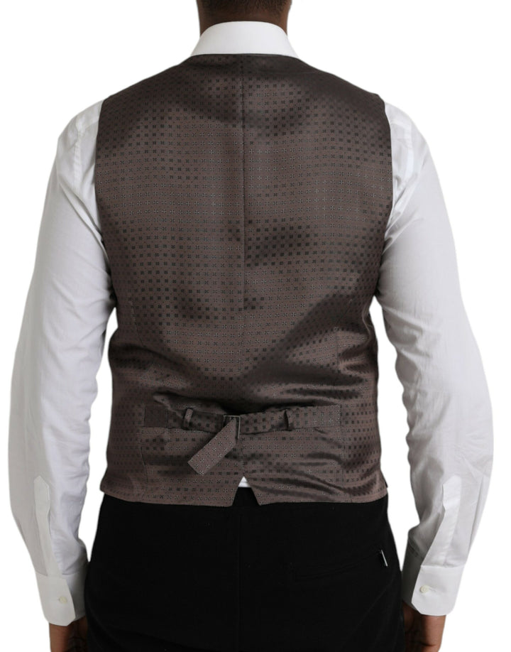 Black Brown Silk Vest Dress Formal Waistcoat