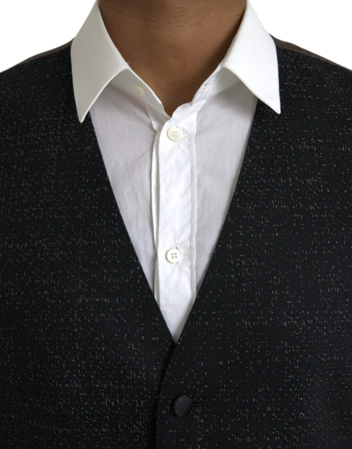 Black Brown Silk Vest Dress Formal Waistcoat