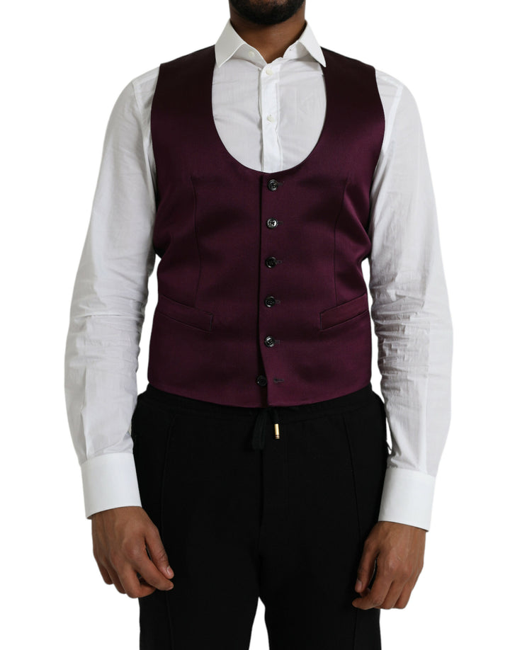 Maroon Satin Silk Vest Dress Formal Waistcoat