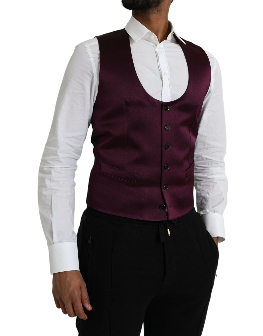 Maroon Satin Silk Vest Dress Formal Waistcoat