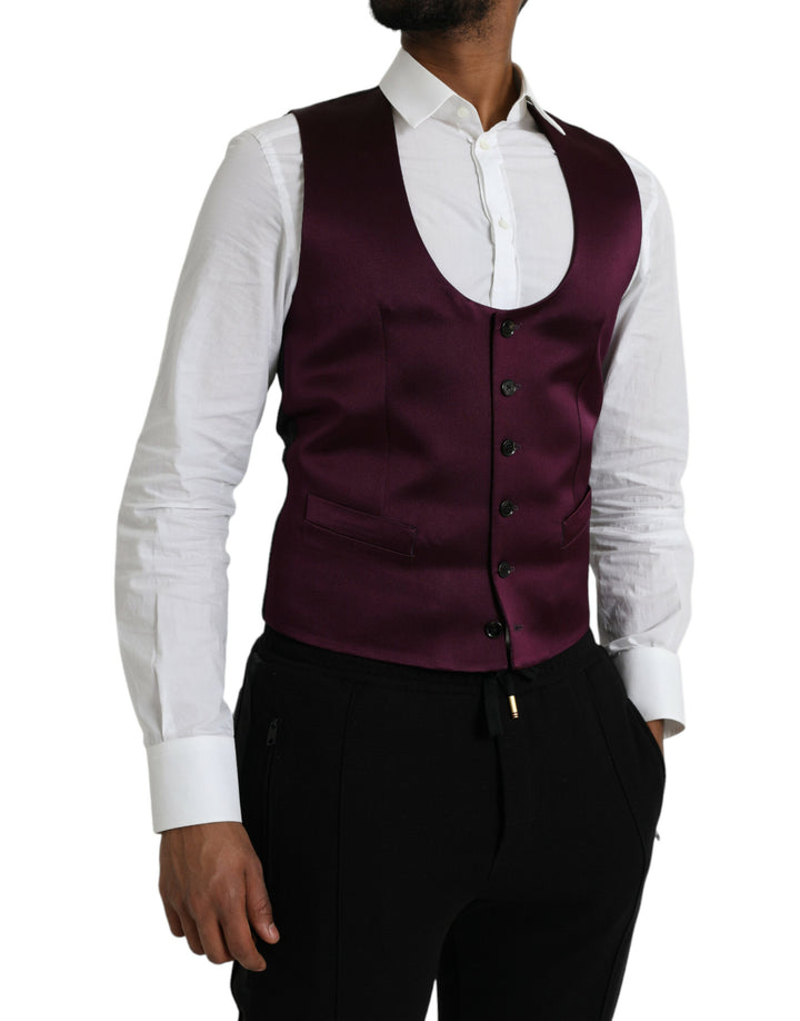 Maroon Satin Silk Vest Dress Formal Waistcoat
