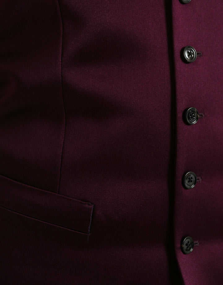 Maroon Satin Silk Vest Dress Formal Waistcoat