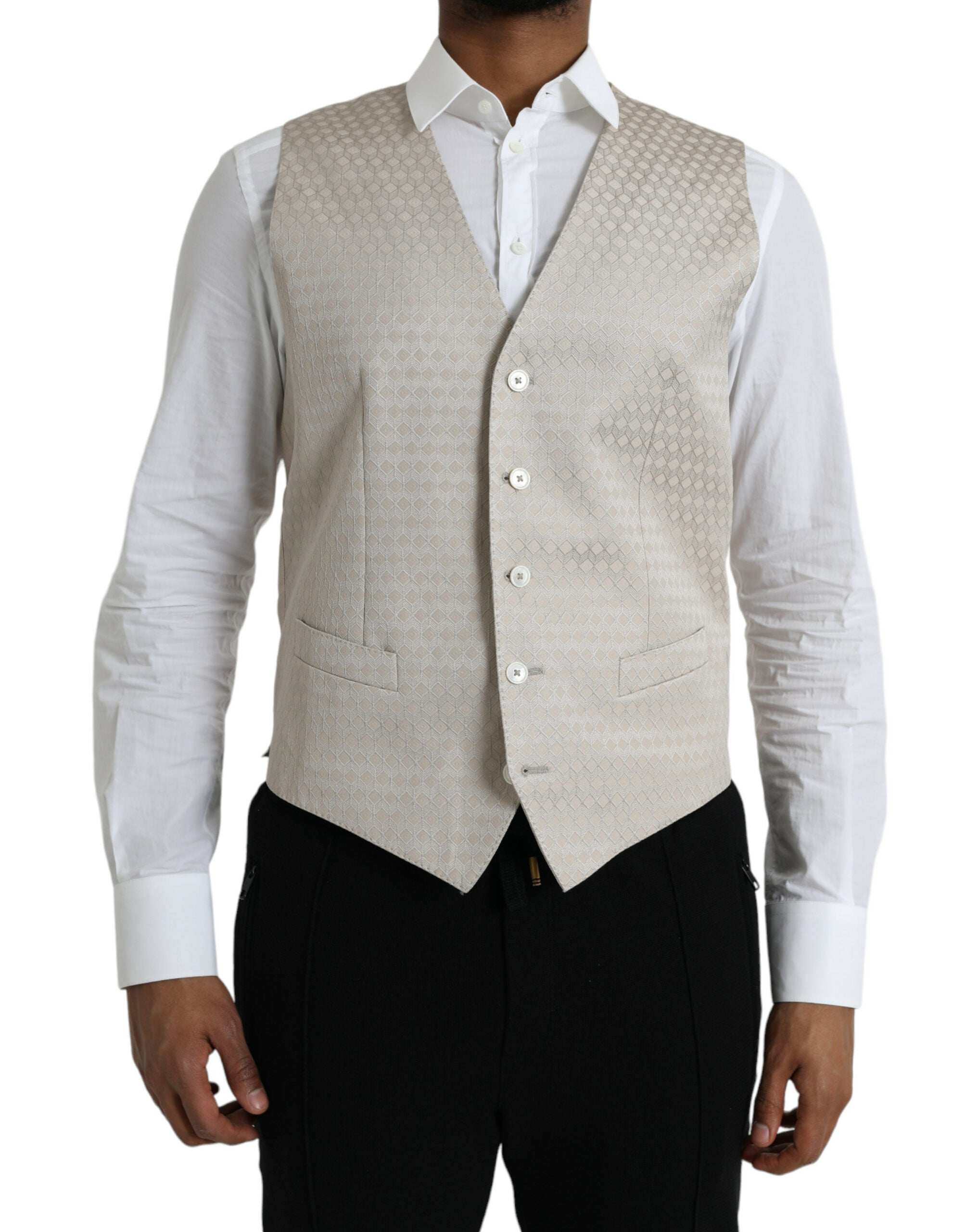 Off White Cotton Vest Dress Formal Vest