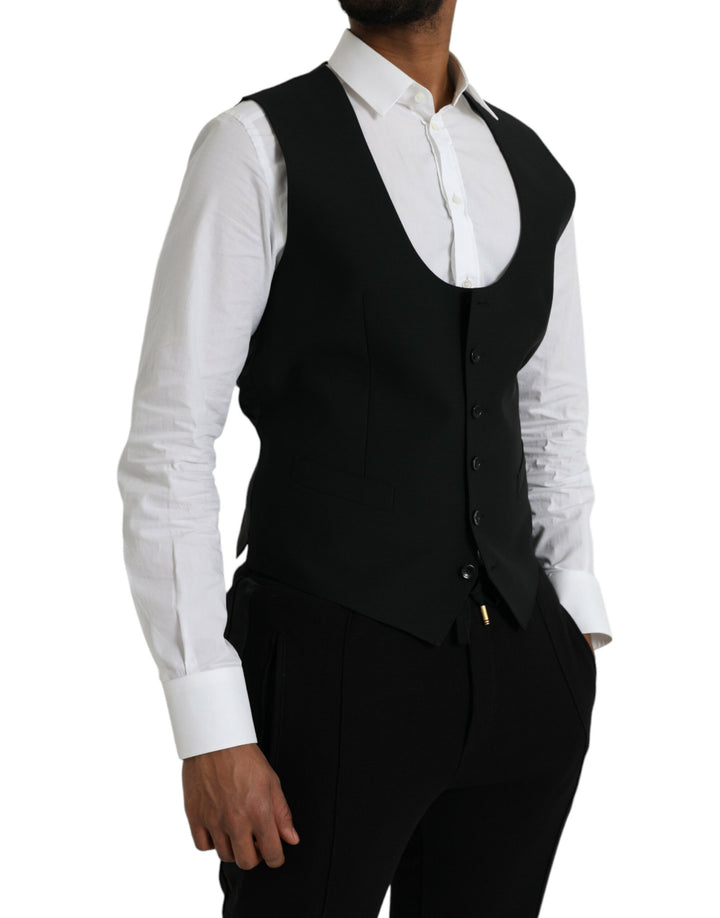 Black Wool Vest Dress Formal Waistcoat