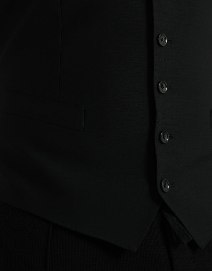 Black Wool Vest Dress Formal Waistcoat
