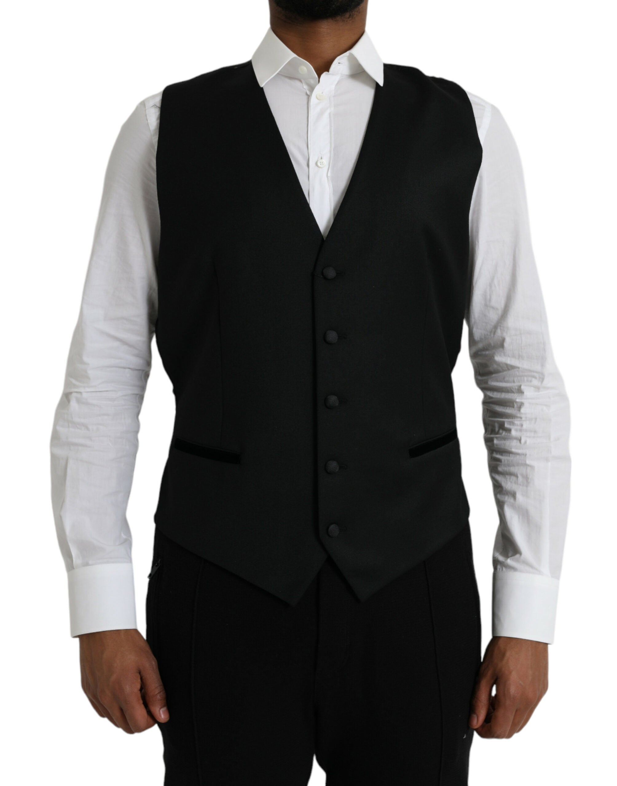Black Silk Vest Dress Formal Waistcoat
