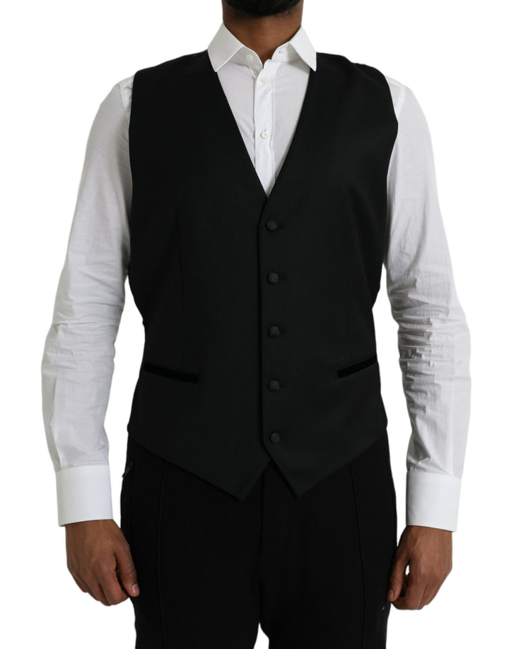 Black Silk Vest Dress Formal Waistcoat