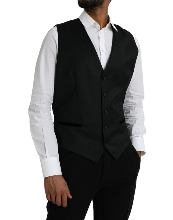 Black Silk Vest Dress Formal Waistcoat