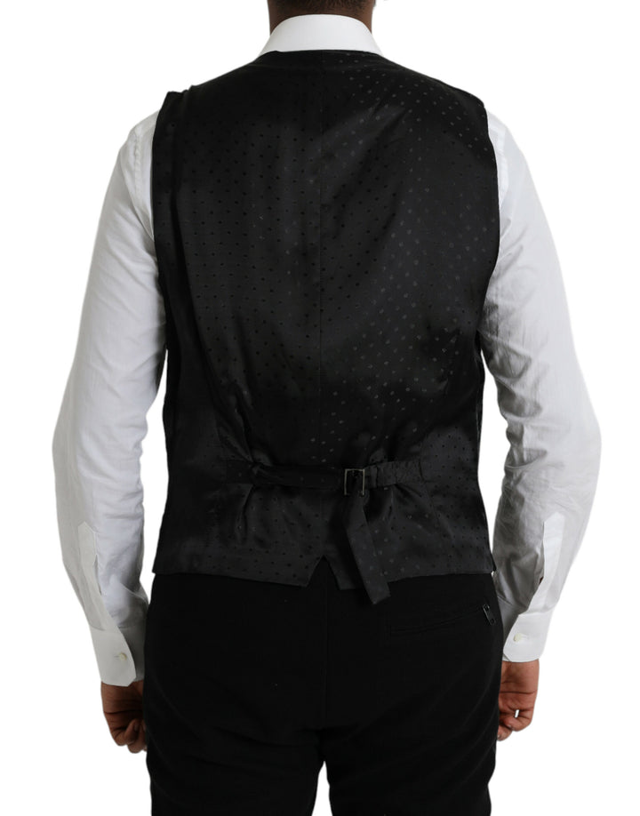 Black Silk Vest Dress Formal Waistcoat