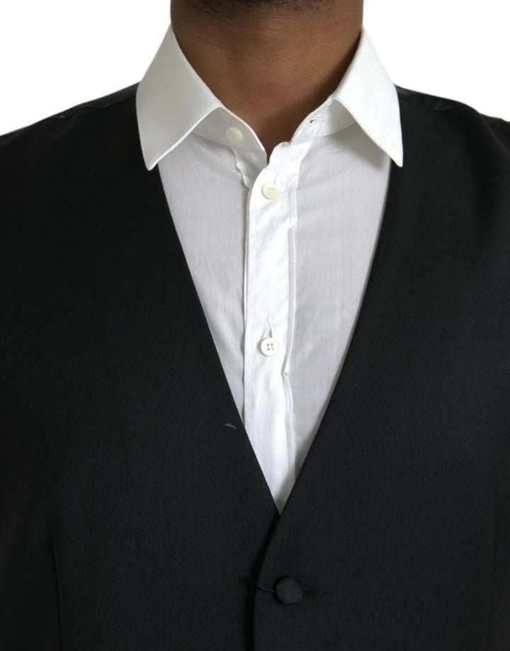 Black Silk Vest Dress Formal Waistcoat