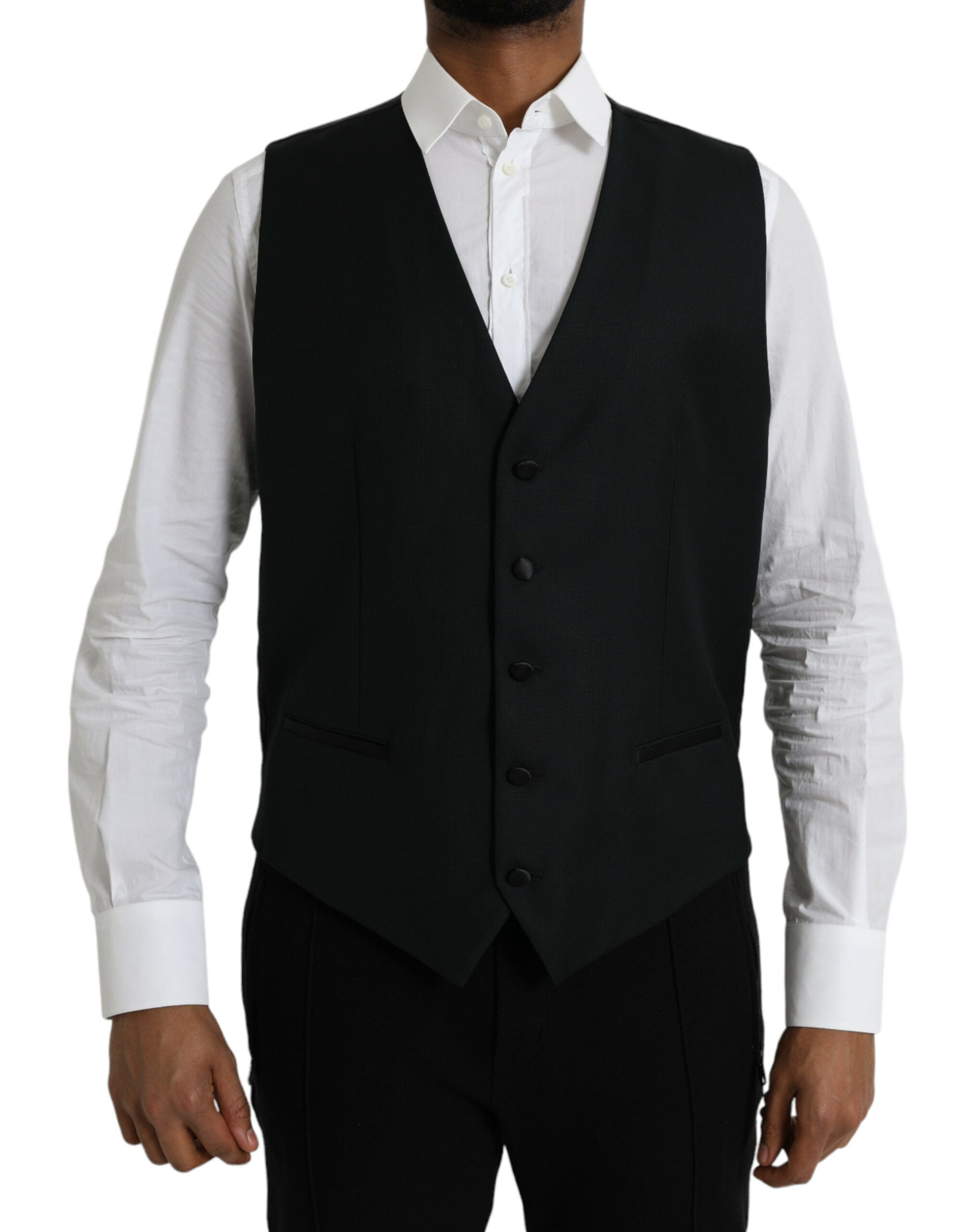 Black Wool Vest Dress Formal Waistcoat