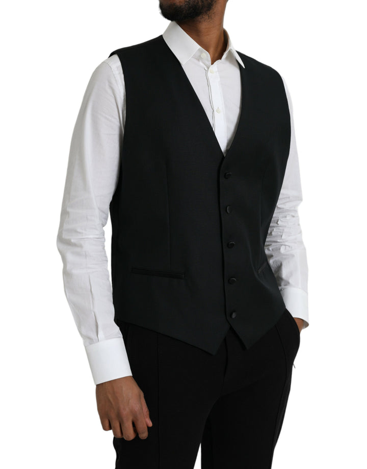 Black Wool Vest Dress Formal Waistcoat