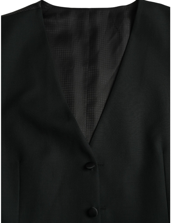 Black Wool Vest Dress Formal Waistcoat